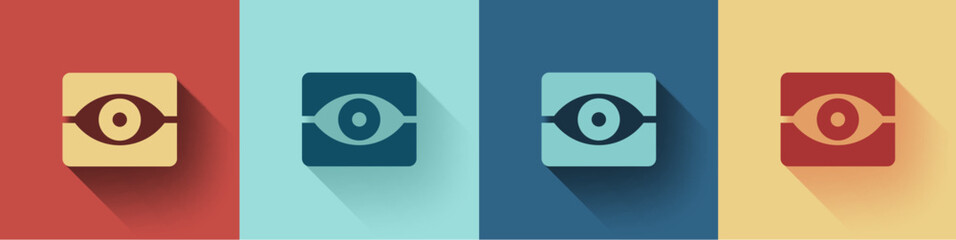 Stylized, flat and abstract eye icon in differen color variations, Flat style, Vector illustration t