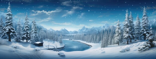 a winter landscape with meandering roads surrounded by snow-covered trees, the peaceful and enchanting atmosphere of a snowy wonderland.