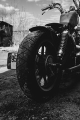 motorcycle on the road b&w