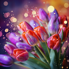 Obrazy na Plexi  Bukiet Tulipanów. Kwiaty na dzień kobiet. kartka z życzeniami. AI generative
