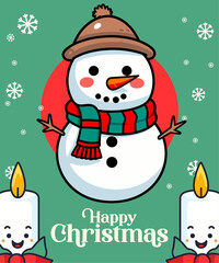 Enjoy a Joyful Winter Holiday with Adorable Vector Snowman, Christmas Cartoon Character