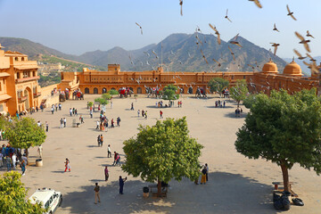 Amber fort were founded by ruler Alan Singh Chanda of Chanda dynasty of Meenas - obrazy, fototapety, plakaty
