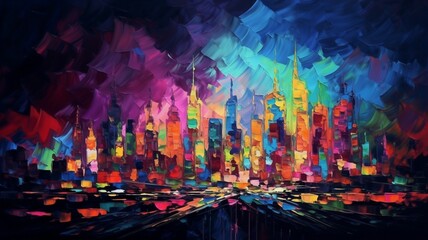 Colorful abstract menacing cityscape landscape AI Generated attractive pictures