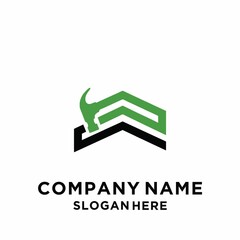 Combination hammer logo template vector illustration design