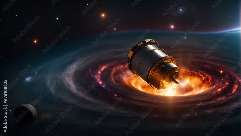 Poster deep space telescope capturing a distant quasar, powered by a supermassive black hole - ai generativ