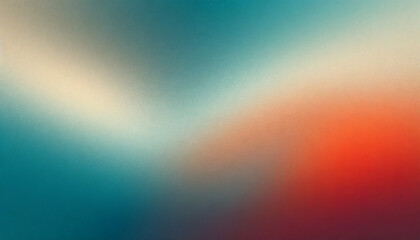 Blurred abstract grainy color gradient background blue teal red beige orange noise texture poster...