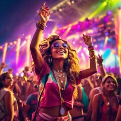 The energy and excitement of a vibrant music festival - obrazy, fototapety, plakaty