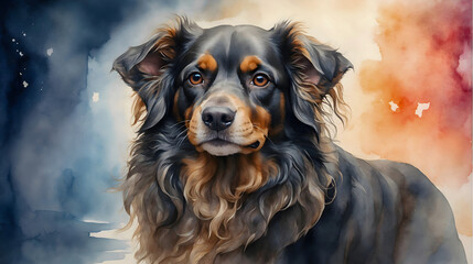 Watercolor portrait of a sweet Springer Spaniel, capturing its endearing spirit and charm.