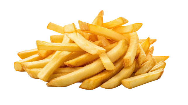 Isolated fries chips, transparent background.