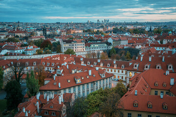 Fototapeta na wymiar View of Prague at blue hour from Prague Castle, Czechia