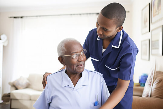 The Compassionate Nurse Assisting a Man in a Wheelchair