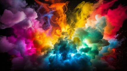 Fototapeta na wymiar A mesmerizing display of colored smoke whirling against a dark void, capturing the ephemeral beauty of fluid dynamics. Generative AI