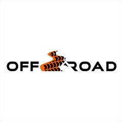 Off road word design with illustration of a winding path.