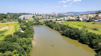 Fototapeta na wymiar Aerial view of Engordadouro Park in the city of Jundiai, Sao Paulo, Brazil.