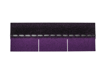 Purple Shingles bitumen roofing cover sheets isolated on white background. Realistic shingles for roof covering.  Construction material.