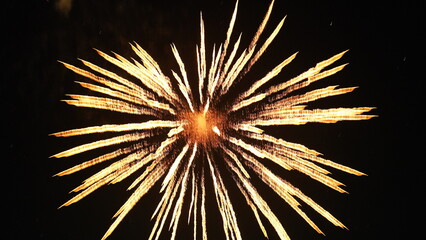 Obraz premium The beautiful fireworks show for celebrating the Chinese traditional spring festival in the countryside village