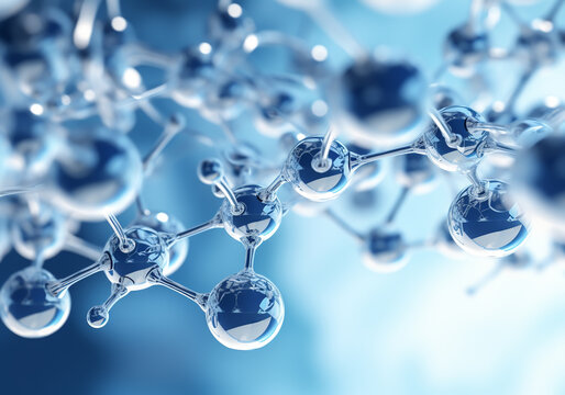 Clear and transparent abstract background with bubbles, water molecule, abstract molecule microbiology. Water molecule's and science concept. Generative AI