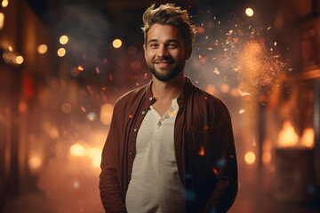 Pregnant men, Innovative world, advanced future technologies of medicine and science. future parents of new stage of gender equality and opportunities, new horizons of equality and family roles.