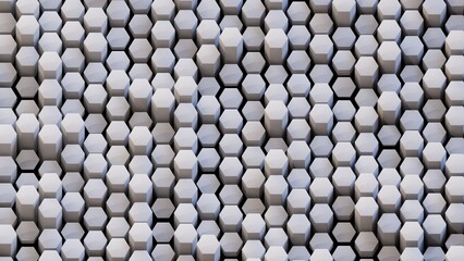 Abstract background of white hexagons. 3d rendering.