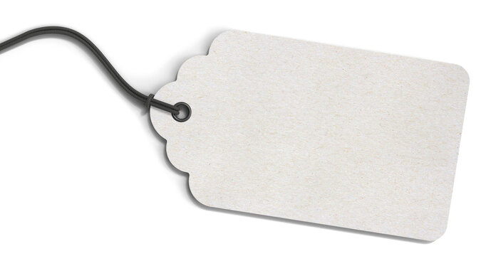 Blank white paper hang tag isolated on transparent background