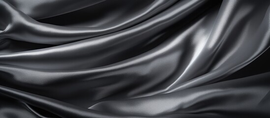 Obraz premium The abstract silver linen cloth adds a touch of luxury to the fashion industry creating a concept of space and texture in black background making it an ideal choice for curtains or clothes