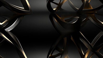 Elegant Black and Gold Abstract Metallic Structure