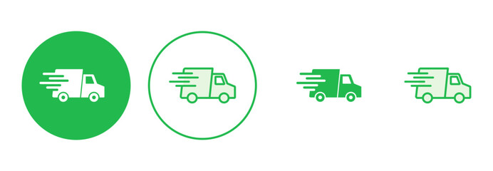 Fast shipping delivery truck icon set. Delivery truck icon. fast delivery icon