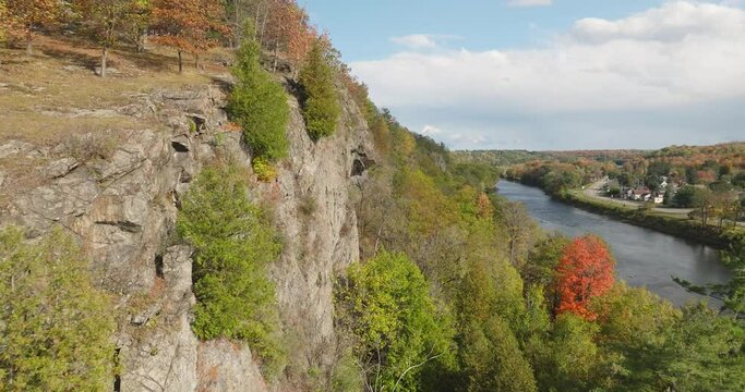bluff face over river