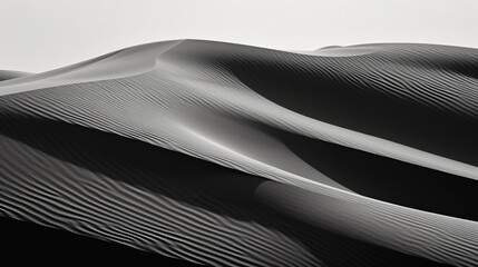 layered sand dunes, showcasing intricate wavy patterns, monochrome, high contrast