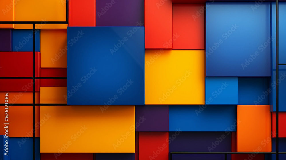 Aufkleber geometric shapes in vivid hues, intersecting and overlapping, evoking a sense of dynamic movement
