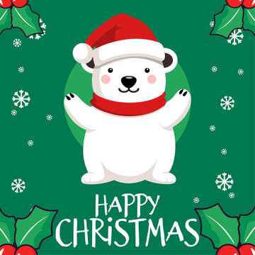 Cute Polar Bear Cartoon: A Vector for Kids’ Happy Winter Holiday Celebration