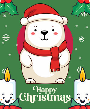 Winter Holiday Fun with a Polar Bear Cartoon: Vector for a Festive Kids’ Party