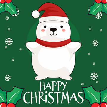 Vector of a Polar Bear Cartoon: Ideal for a Kids’ Winter Holiday Party