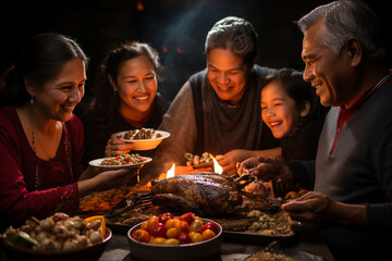 Las Posadas. religious festival celebrated in Mexico and some parts of United States, Joseph and Mary made from Nazareth to Bethlehem. happy family, children, carnaval banner copy space greeting card.