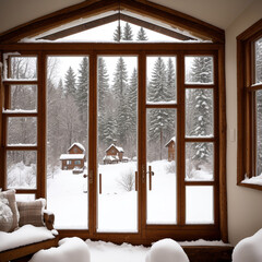 snow landscape with window