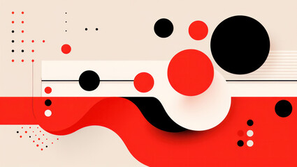 Circles and dots in black and red background