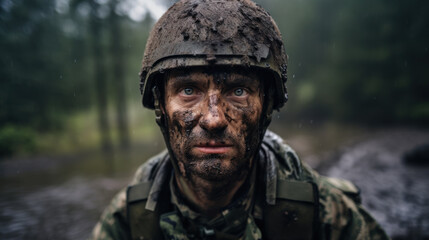 Shell shocked soldier, post traumatic stress disorder concept - obrazy, fototapety, plakaty