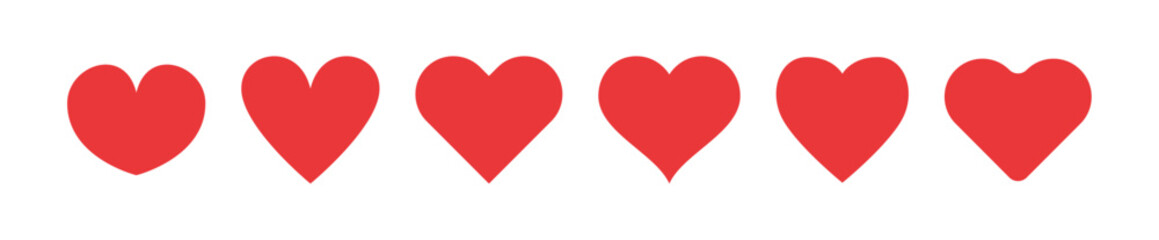 Set red hearts on the white background vector	
