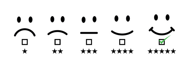 Happy Smiley face icon to give satisfaction in service. Best excellent services rating. Customer service and Satisfaction concept