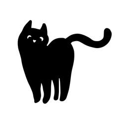 Silhouette of a black cat. Vector graphics.