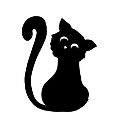 Silhouette of a black cat. Vector graphics.
