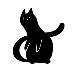 Silhouette of a black cat. Vector graphics.
