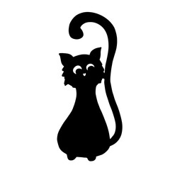Silhouette of a black cat. Vector graphics.