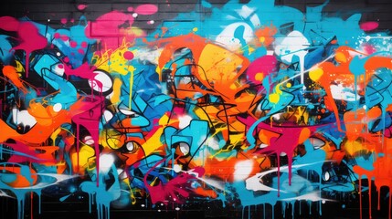 Colorful urban graffiti on the wall