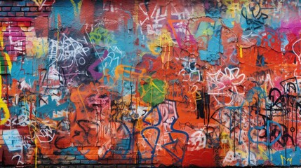 Colorful urban graffiti on the wall - obrazy, fototapety, plakaty