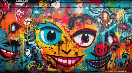 Colorful urban graffiti on the wall