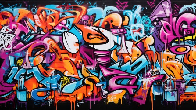 Colorful urban graffiti on the wall