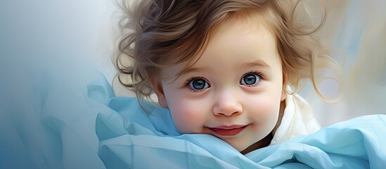 People love the adorable baby girl with her beautiful white skin Her childlike innocence radiates health beauty and happiness shining through her bright blue eyes in every face portrait Thi