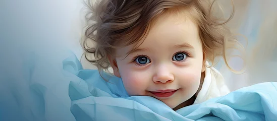 Foto op Aluminium People love the adorable baby girl with her beautiful white skin Her childlike innocence radiates health beauty and happiness shining through her bright blue eyes in every face portrait Thi © TheWaterMeloonProjec