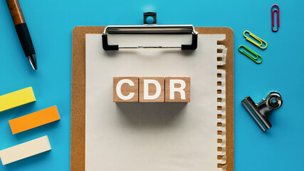 There is wood cube with the word CDR. It is an abbreviation for Carbon Dioxide Removal as...
